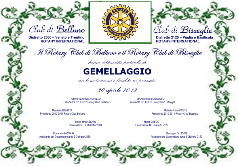 Gemellaggio tra Belluno e Bisceglie