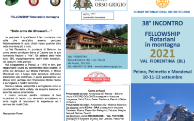 Fellowship Rotariani in Montagna del Distretto ven 10 – dom 12 settembre 2021 Val Fiorentina