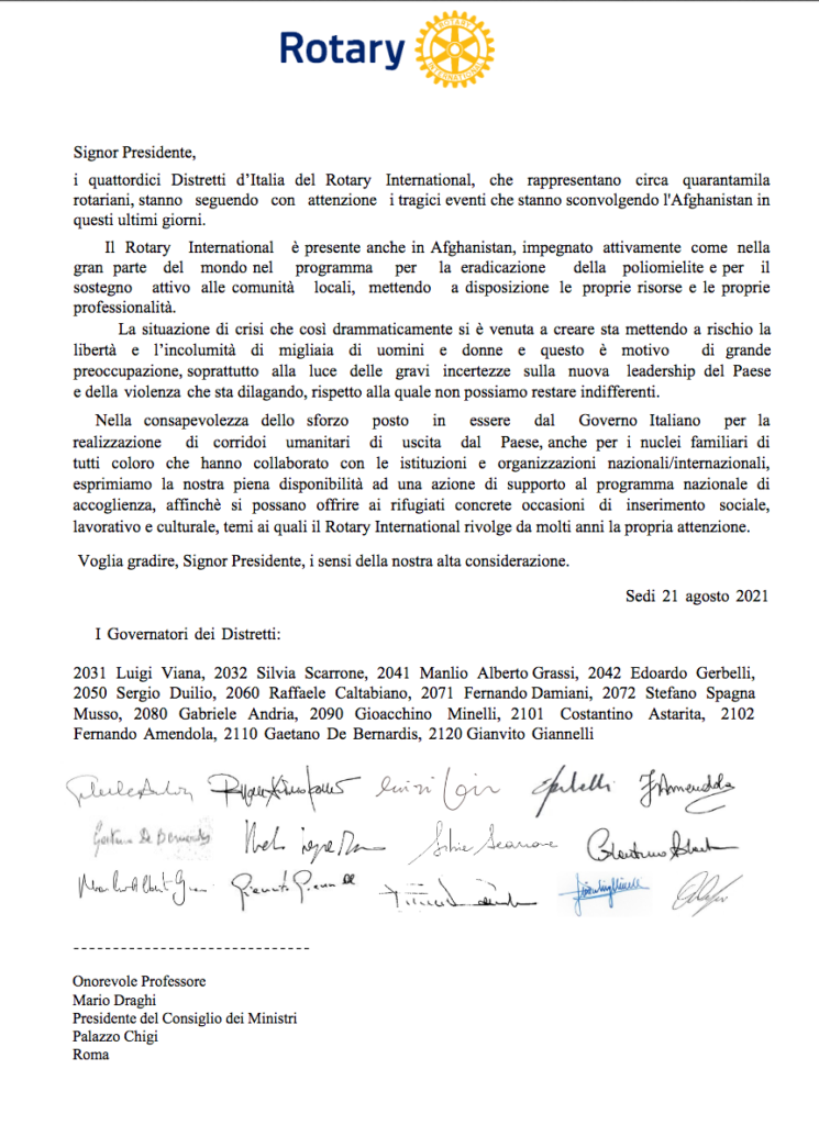 lettera mario draghi rotary